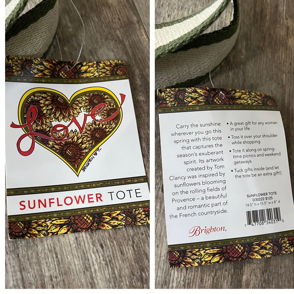 NWT BRIGHTON “Something Wonderful Is About To Happen Live Canvas Sunflower Tote - Picture 13 of 16